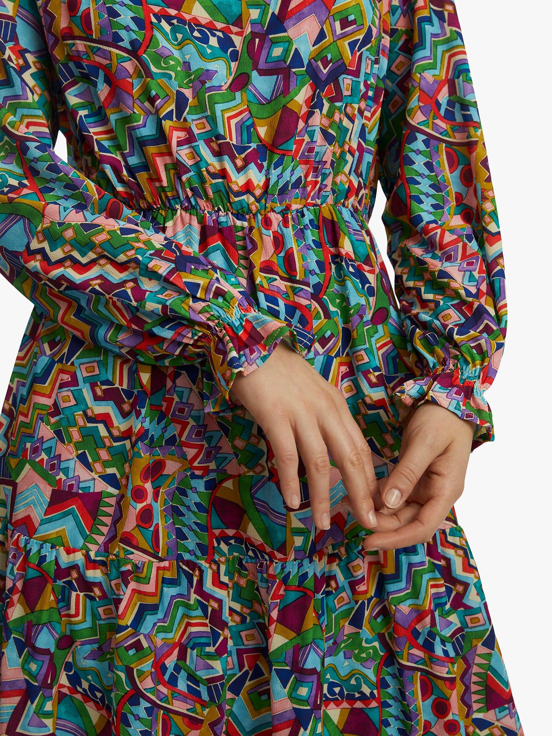 Product image 3 of 5, which shows James Lakeland Abstract Print Tiered Midi Dress, Multi, 8