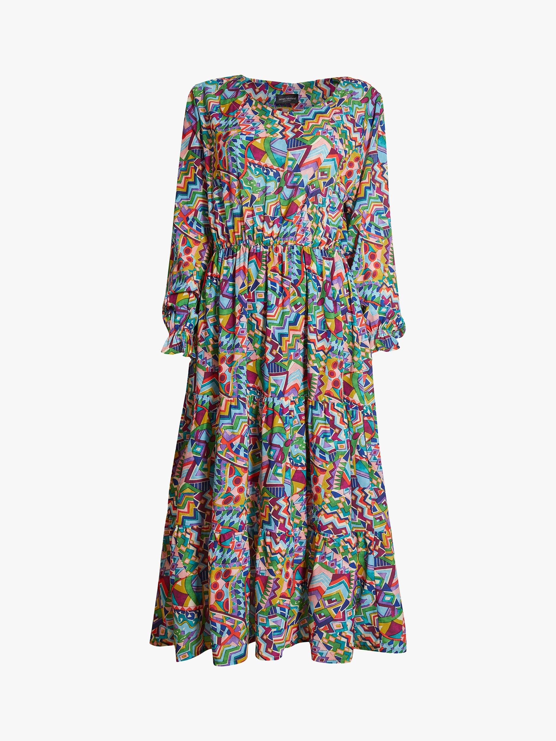 Product image 5 of 5, which shows James Lakeland Abstract Print Tiered Midi Dress, Multi, 8