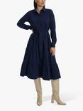 James Lakeland Shirt Collar Tiered Midi Dress, Navy