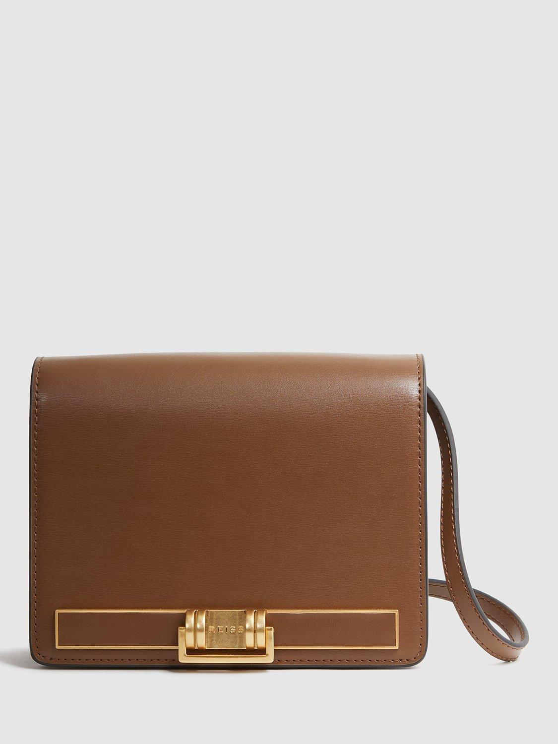 Reiss Lexington Leather Shoulder Bag, Tan