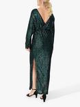 A-VIEW Alexi Sequin Maxi Dress, Dark Green