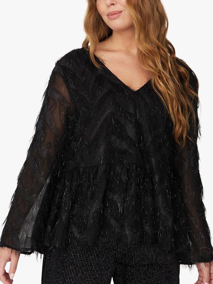 A-VIEW Elina Glitter Long Sleeve Blouse, Black