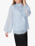 A-VIEW Aiden Long Sleeve Embellished Blouse, Light Blue