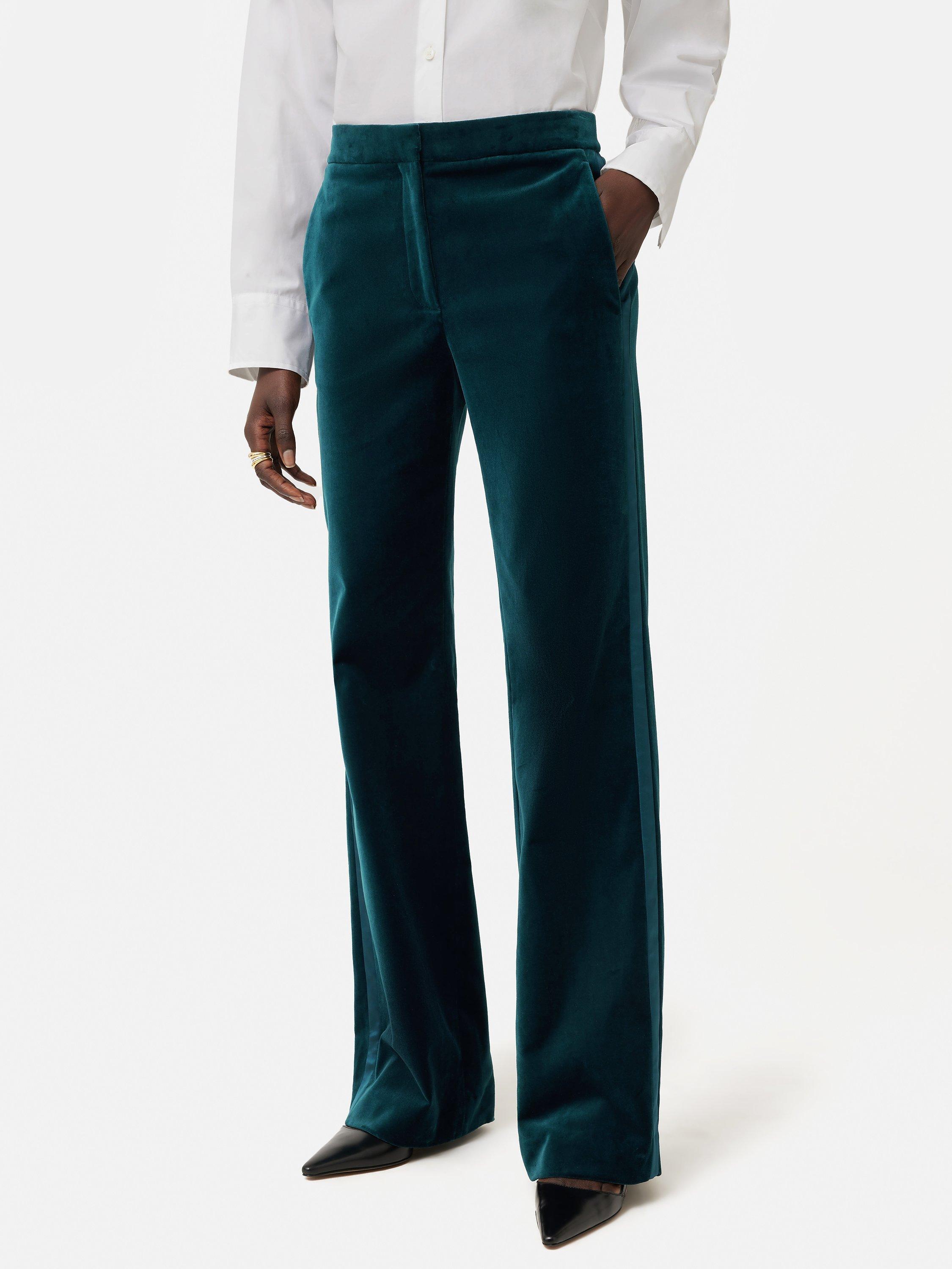 Jigsaw Mason Tailored Velvet Trousers, Teal
