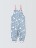 John Lewis Baby Swan Print Waterproof Dungarees, Multi