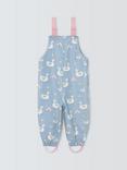 John Lewis Baby Swan Print Waterproof Dungarees, Multi