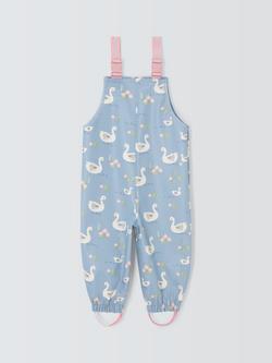 John Lewis Baby Swan Print Waterproof Dungarees, Multi, Multi