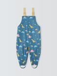 John Lewis Baby Dinosaur Waterproof Dungarees, Blue