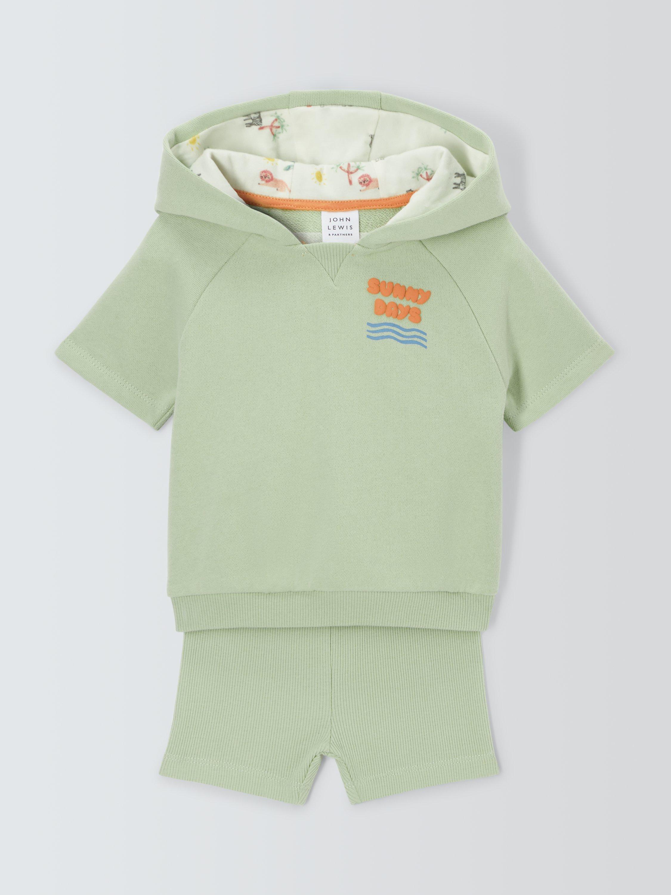 John Lewis Baby Shorts and Hoodie Set, Green