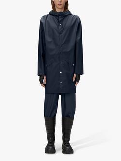 Rains Unisex Waterproof Long Rain Jacket - view 2, 47 Navy