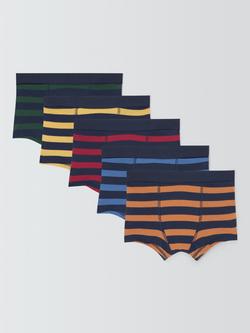 John Lewis Kids' Rugby Stripe Trunks, Pack of 5, Multi, Multi