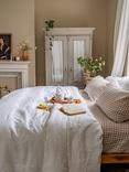 Piglet in Bed Gingham Linen Fitted Sheet, Brown