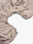 Piglet in Bed Gingham Linen Fitted Sheet, Brown