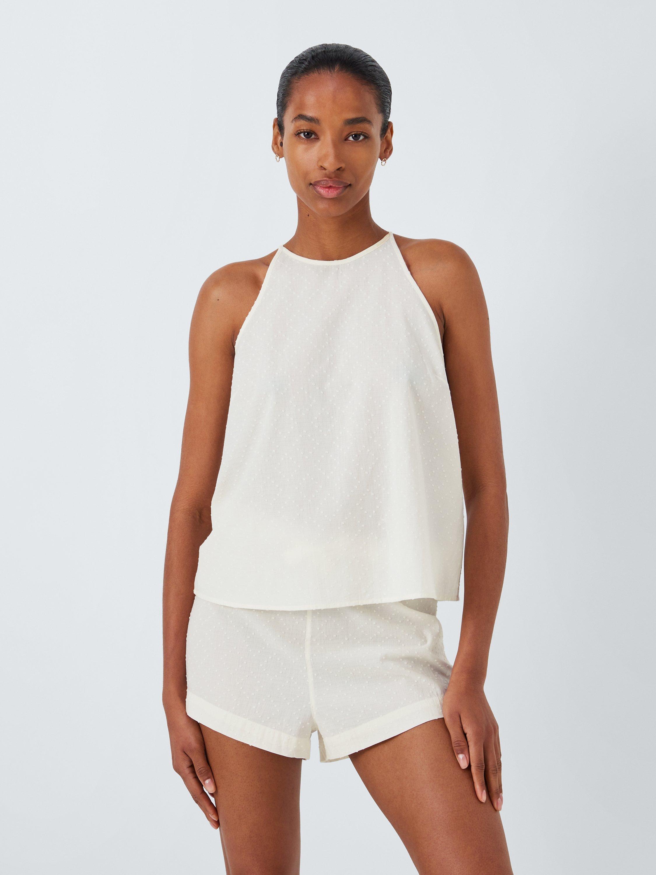 Product image 1 of 6, which shows John Lewis Diamond Camisole Short Pyjama Set, Ivory, 16