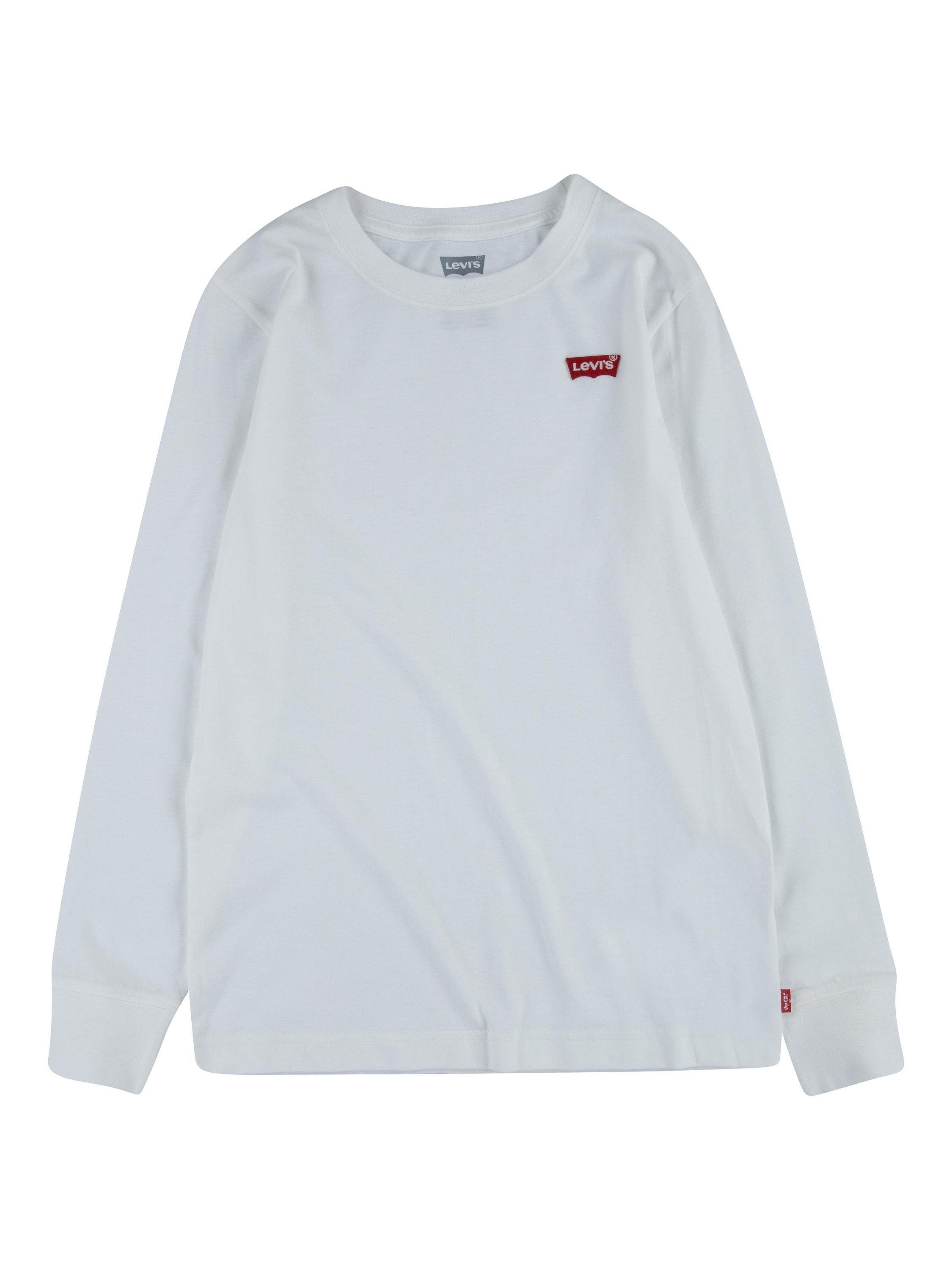 Product image 1 of 5, which shows Levi's Kids' Mini Batwing Logo Long Sleeve T-Shirt, White, 10 years