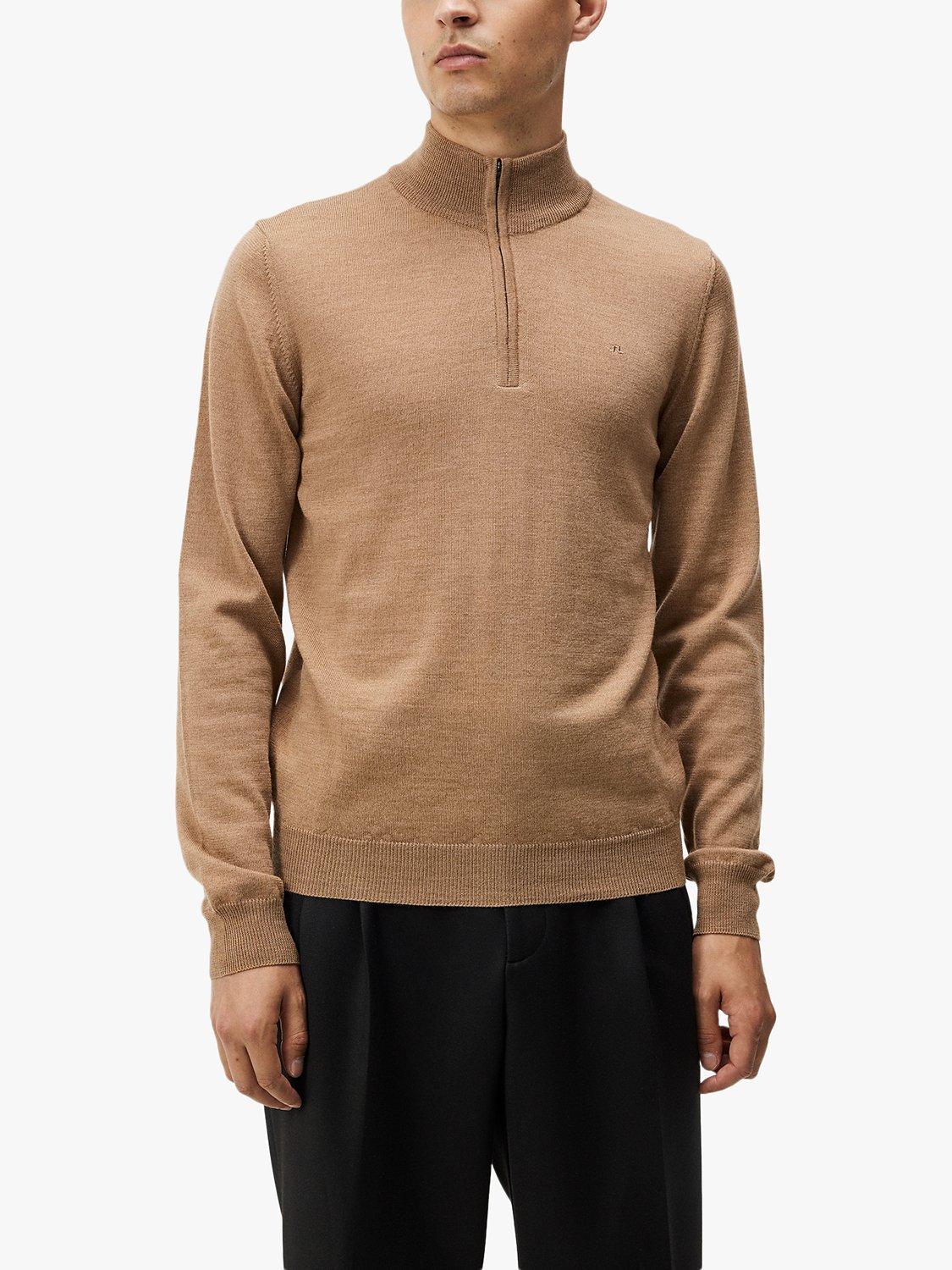 J.Lindeberg Kiyan Quarter Zip Wool Jumper, Chipmunk Melange