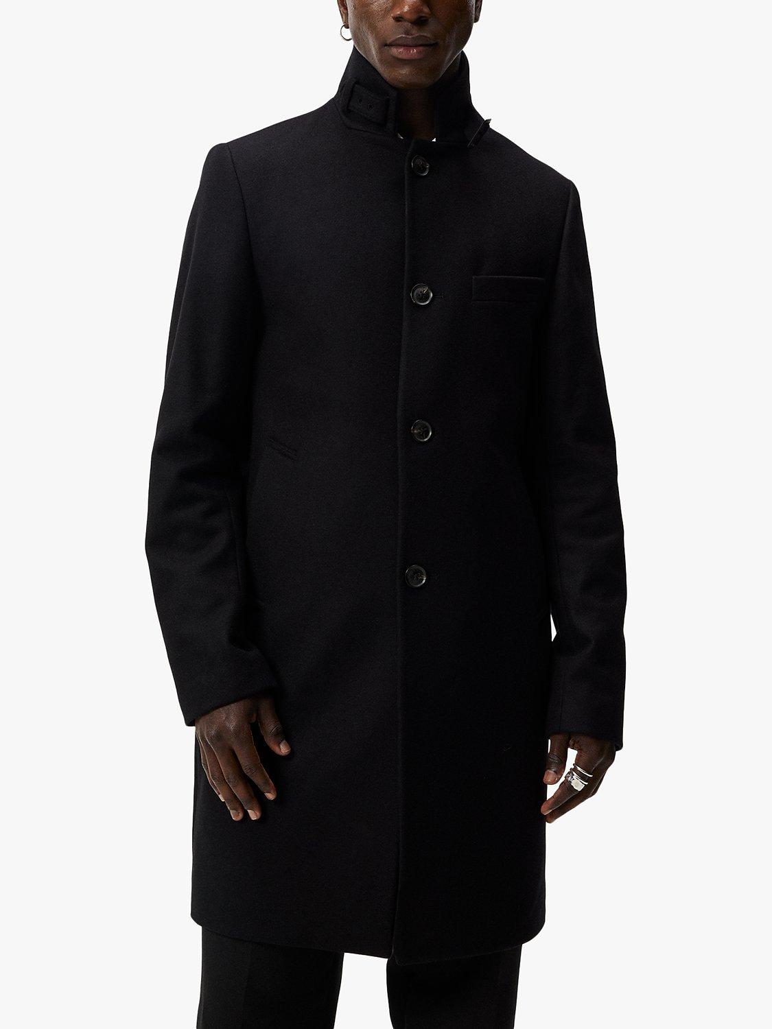 J.Lindeberg Holger Melton Wool Blend Coat, Black