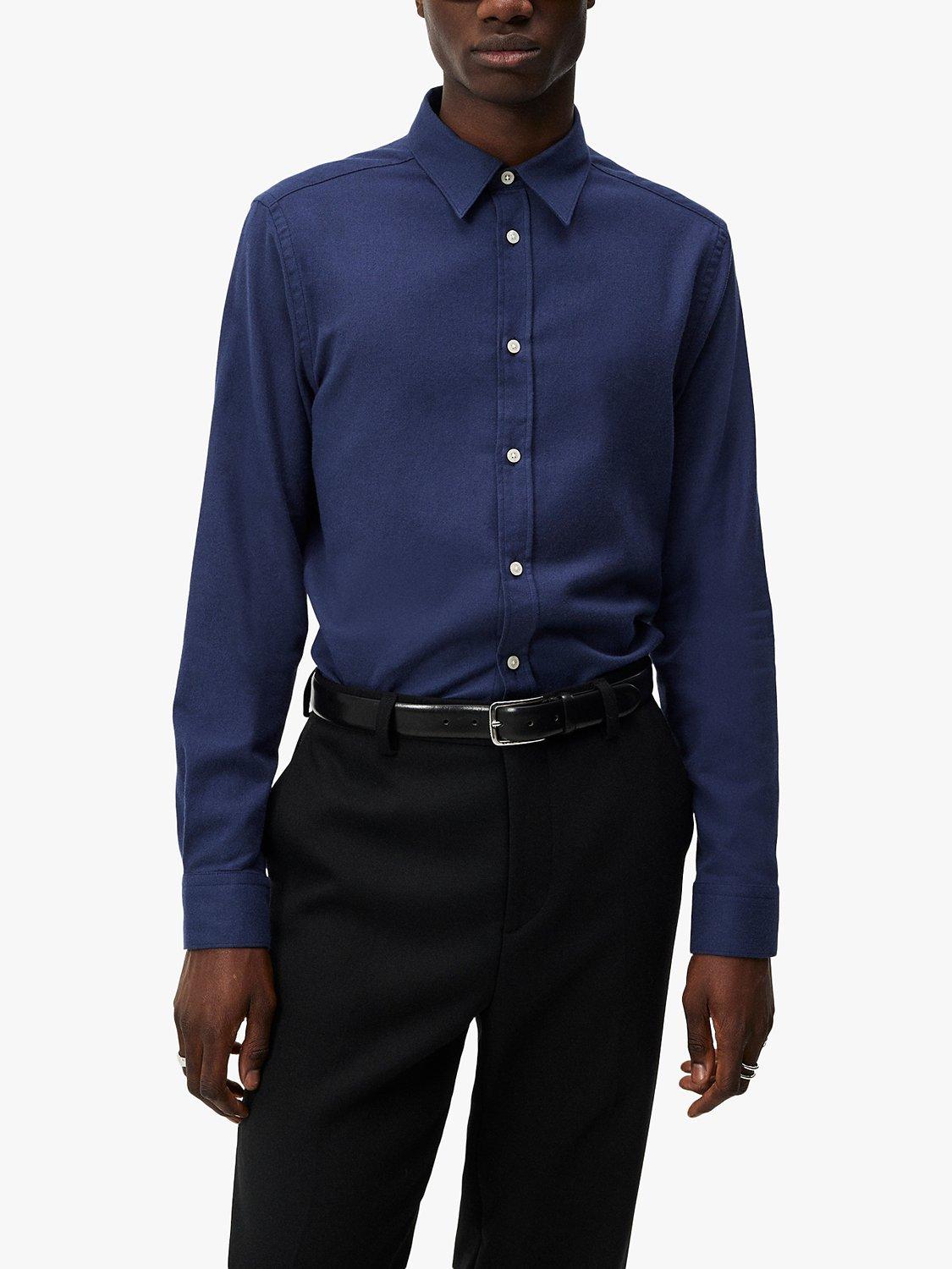 J.Lindeberg Light Flannel Slim Shirt, Navy