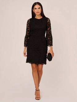 Adrianna Papell Lace Short Dress, Black - view 2, Black