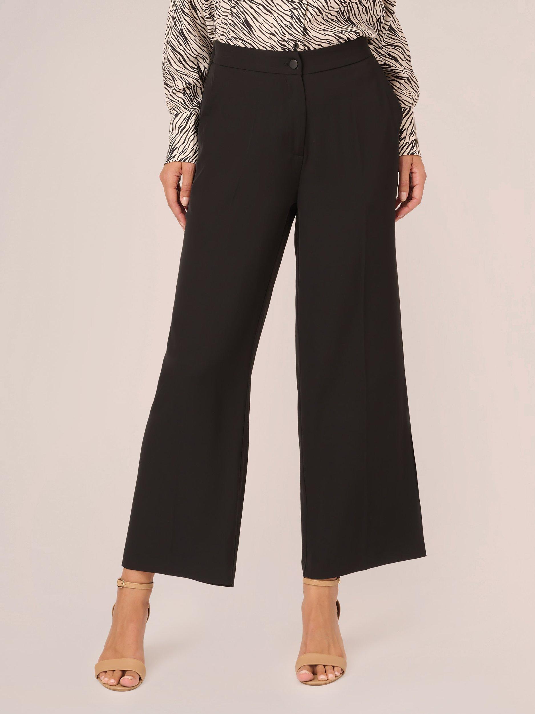 Adrianna Papell Wide Leg Cropped Trousers, Black