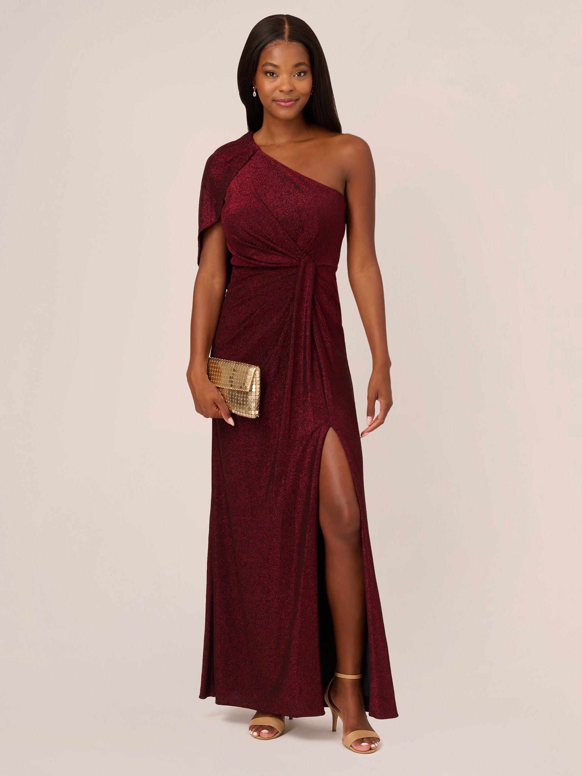 Adrianna papell one shoulder ruffle jacquard gown best sale