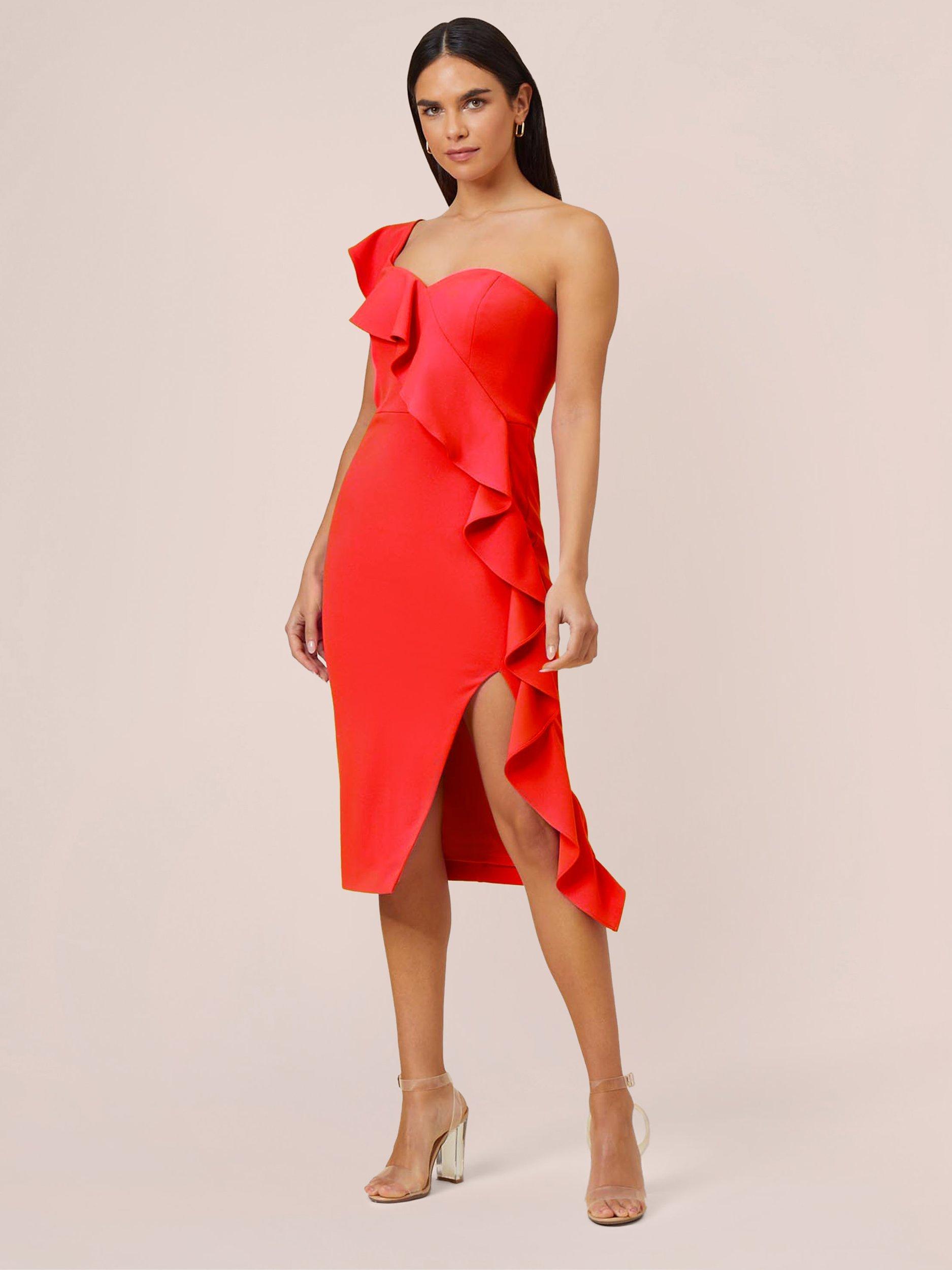 Aidan by Adrianna Papell Knit Crepe Cocktail Dress, Flame Red
