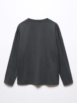 Mango Kids' Glacier Long Sleeve T-Shirt, Charcoal - view 2, Charcoal