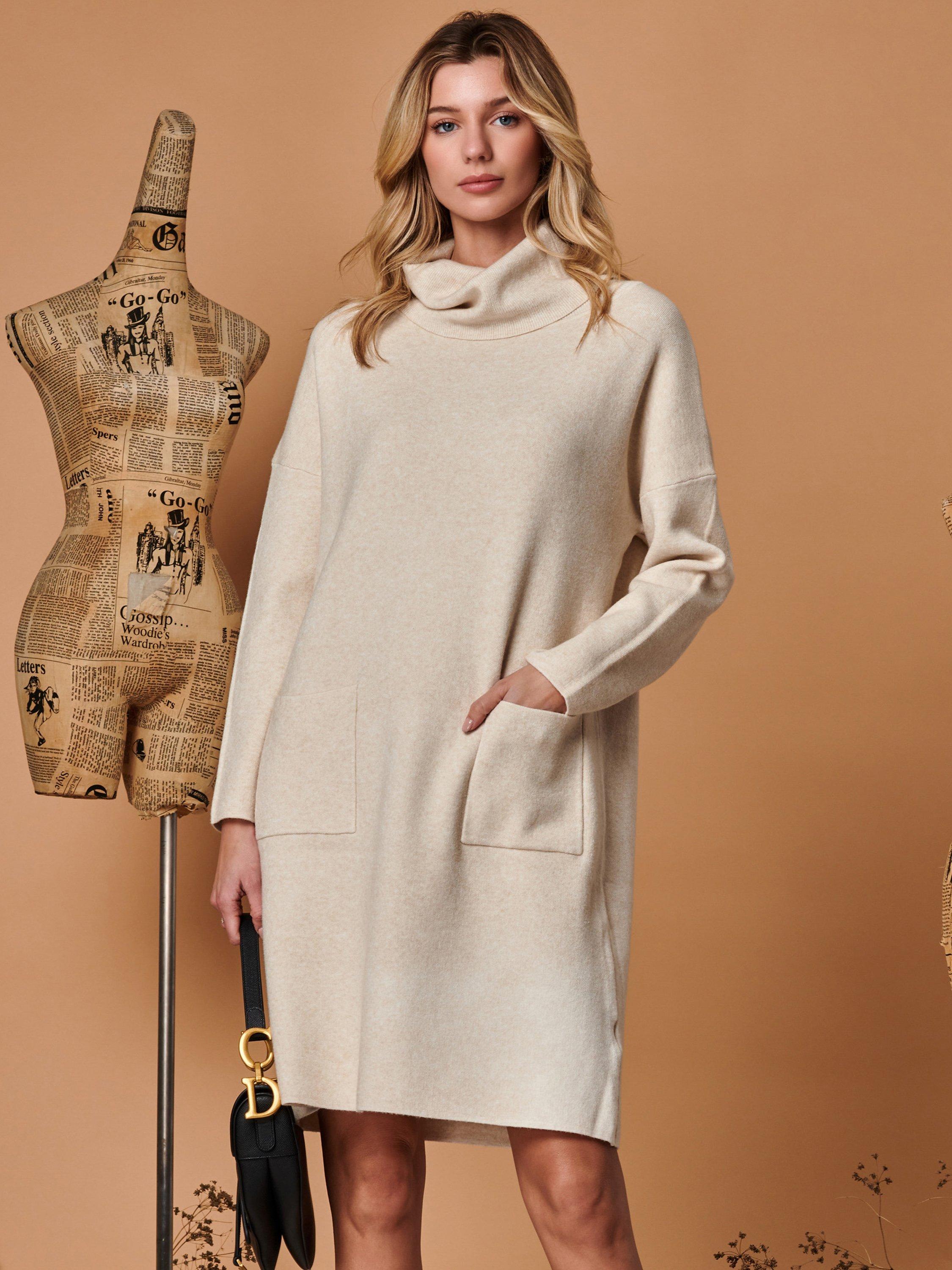 Jolie Moi Knitted Turtleneck Longline Jumper Dress