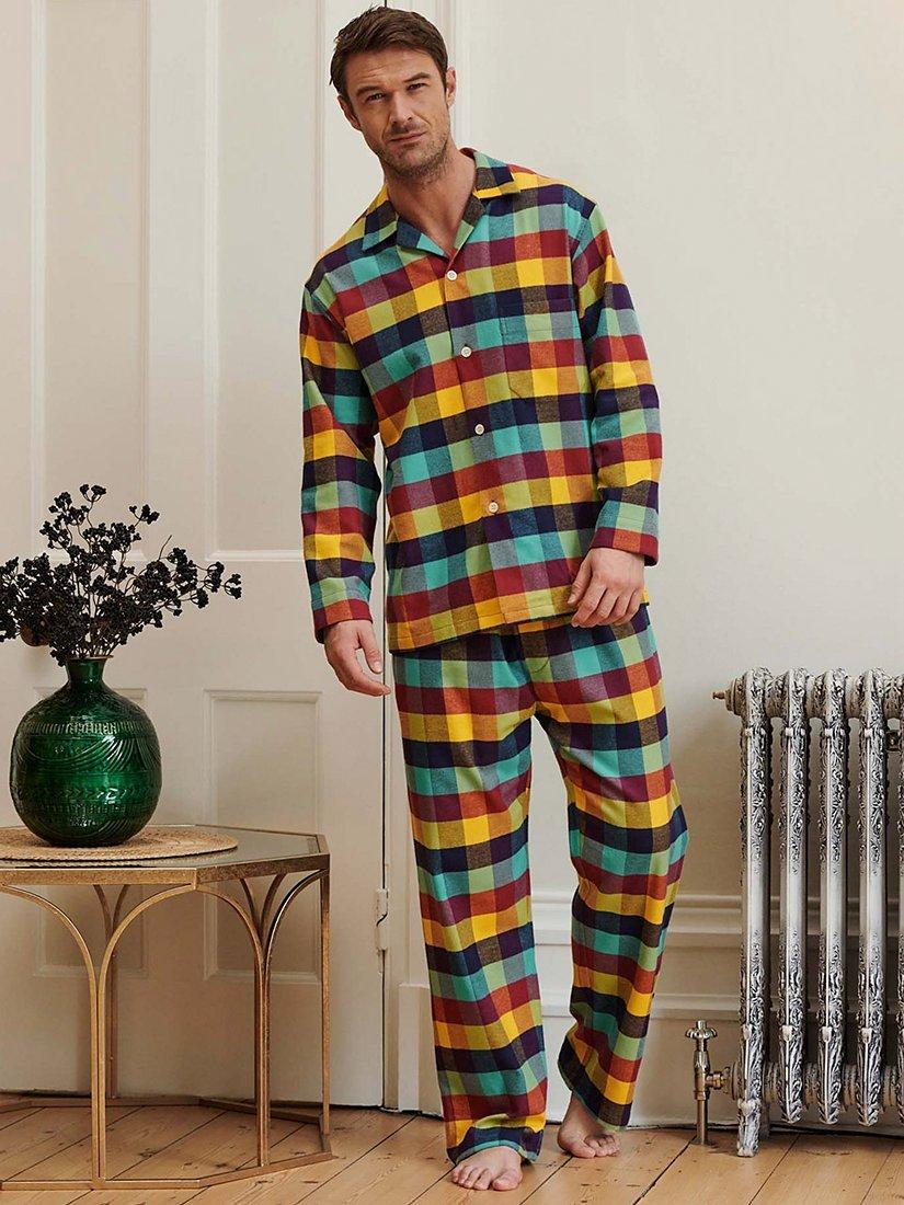 Product image 1 of 2, which shows British Boxers Check Brushed Cotton Pyjama Set, Edinburgh, S