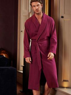 British Boxers Herringbone Brushed Cotton Dressing Gown - view 2, Cahors Damson