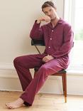 British Boxers Herringbone Brushed Cotton Pyjama Set, Cahors Damson