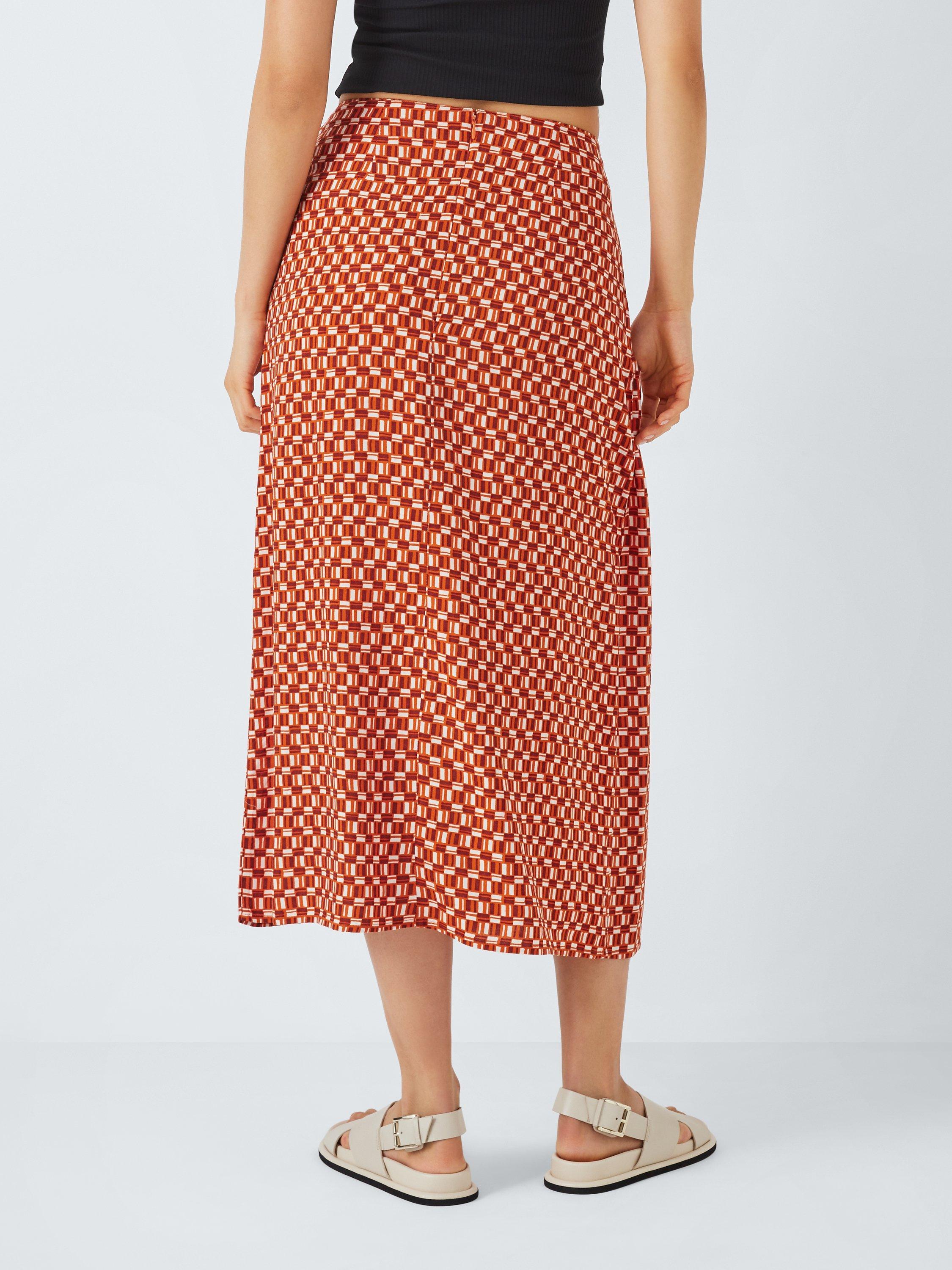 John Lewis ANYDAY Geometric Sarong Skirt, Orange, 6