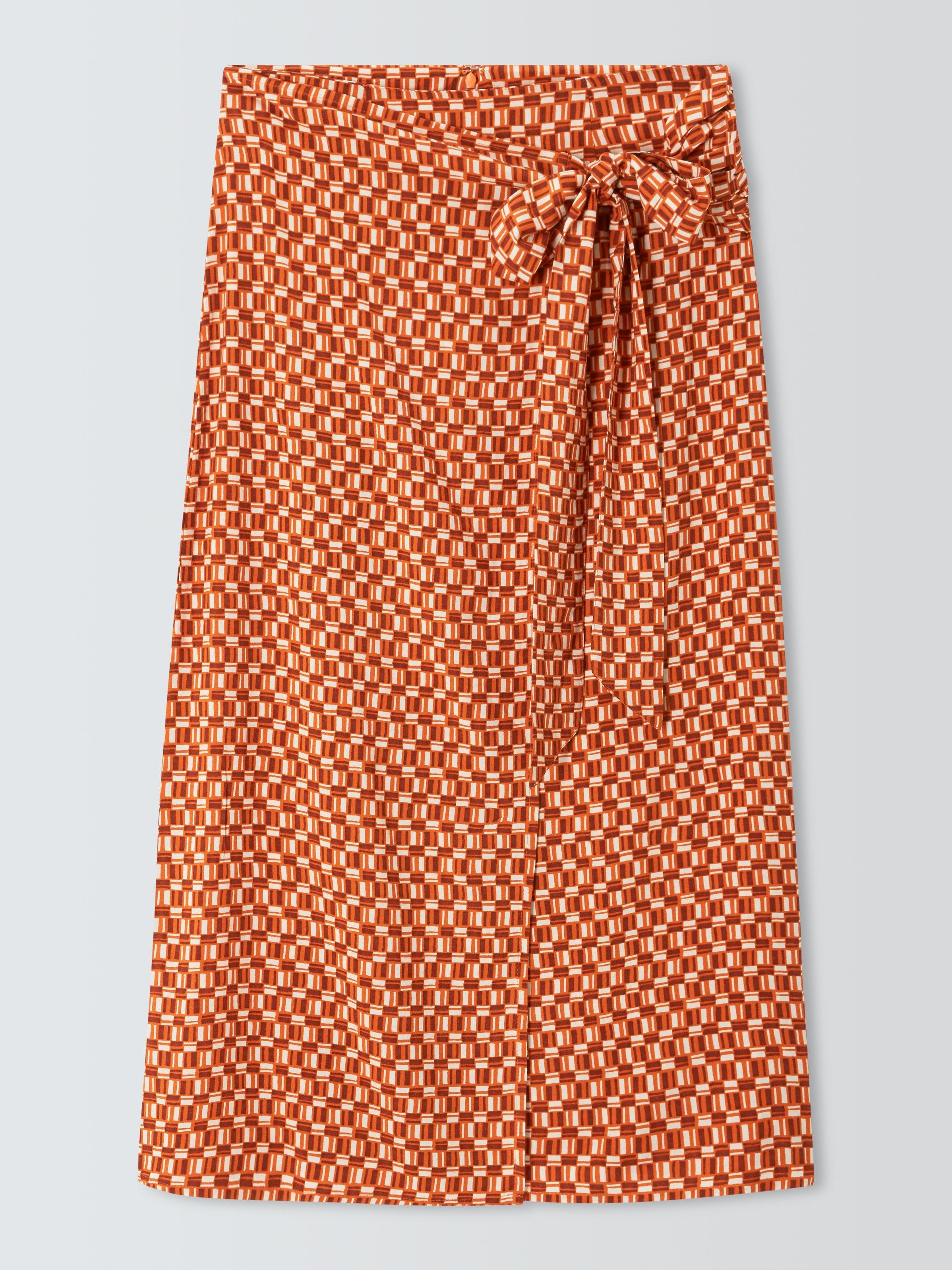 John Lewis ANYDAY Geometric Sarong Skirt, Orange, 6