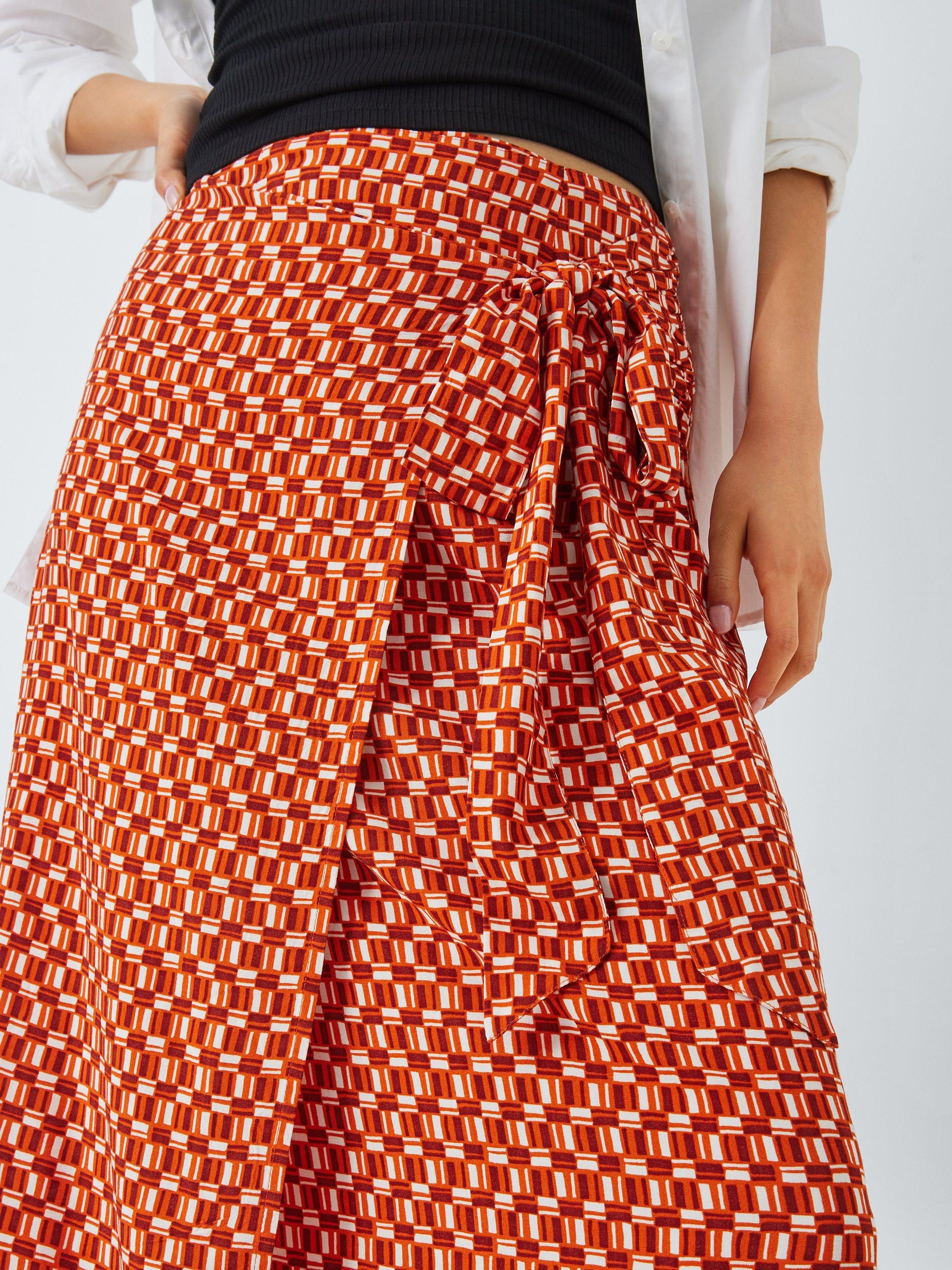 John Lewis ANYDAY Geometric Sarong Skirt, Orange, 6