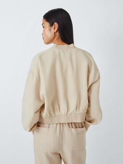 John Lewis ANYDAY Linen Blend Bomber Jacket, Oatmeal - view 2, Oatmeal