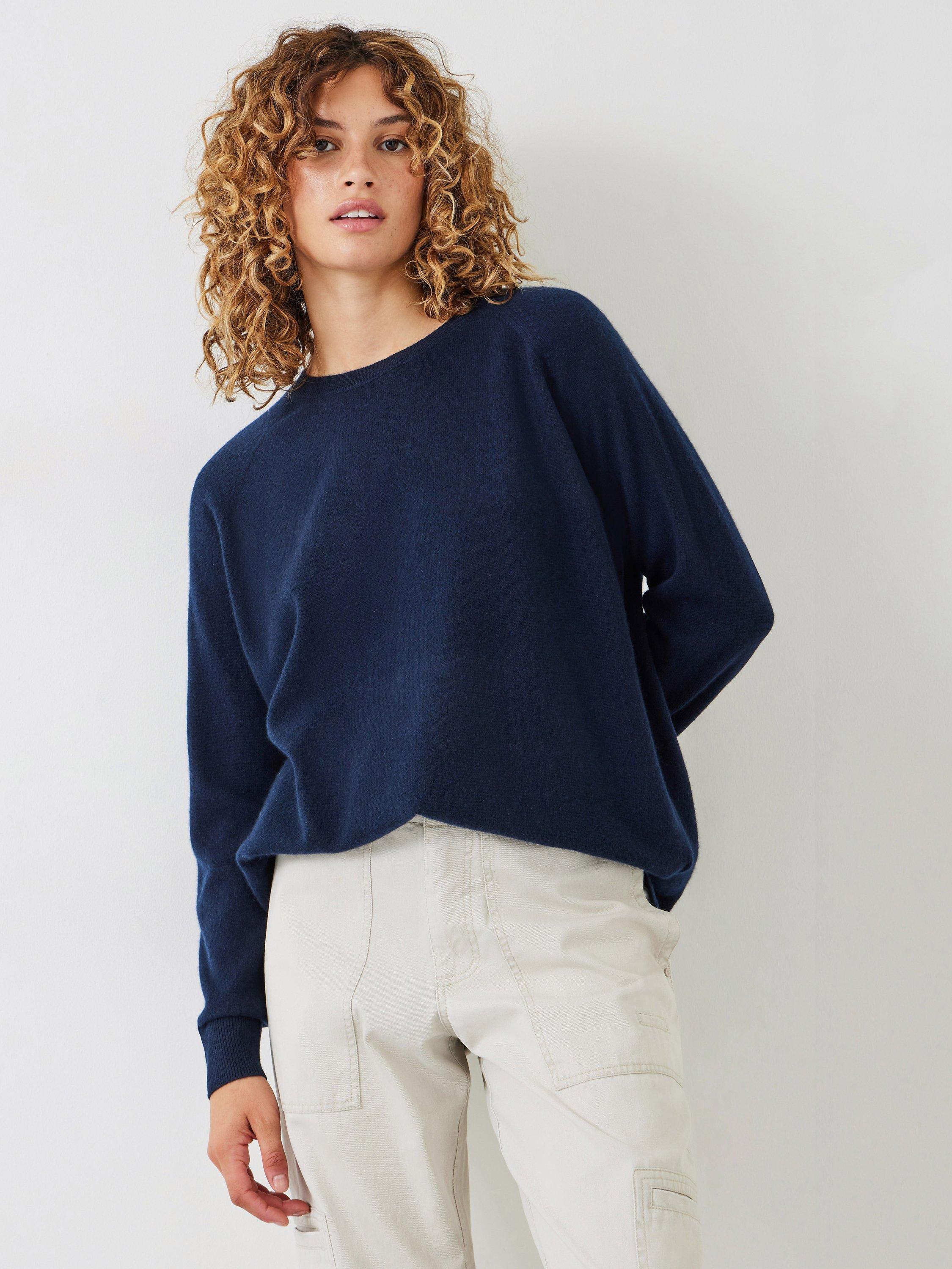 Product image 1 of 5, which shows HUSH Cashmere Boyfriend Jumper, Midnight Navy, L
