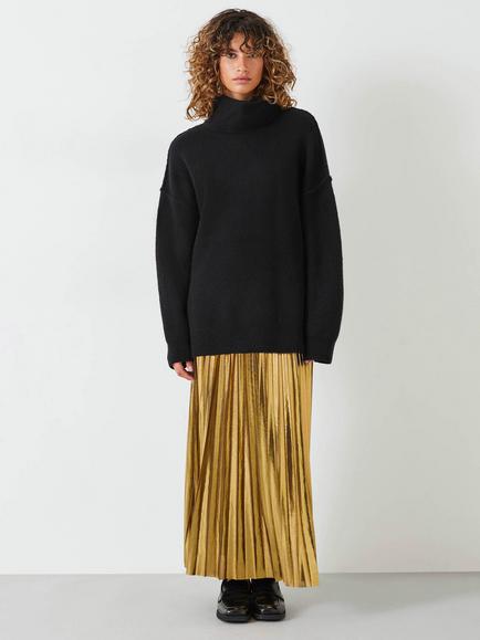 HUSH Meryl Roll Neck Wool Blend Jumper, Black