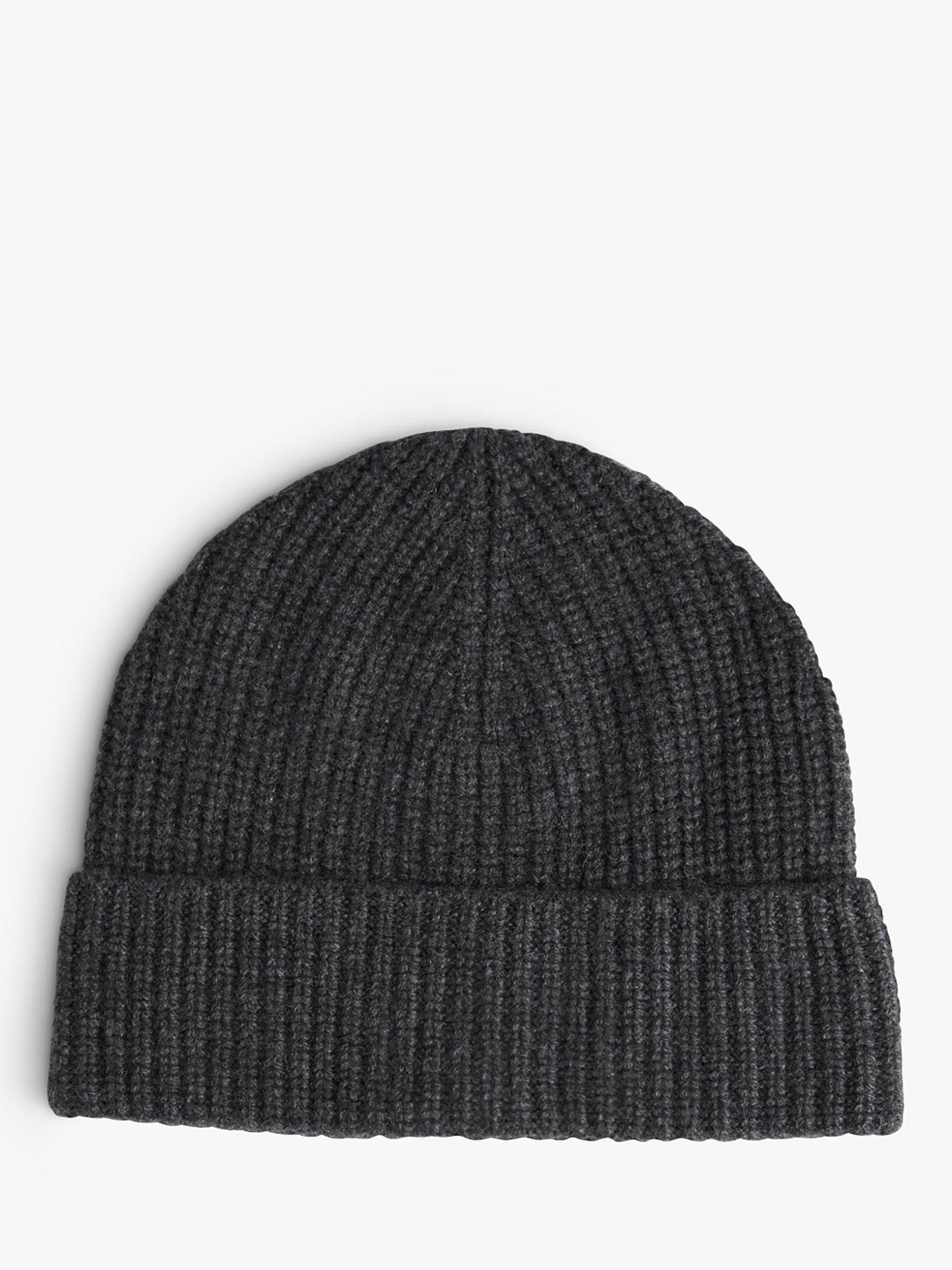 HUSH Teresa Cashmere Beanie Hat, Charcoal Grey, One Size