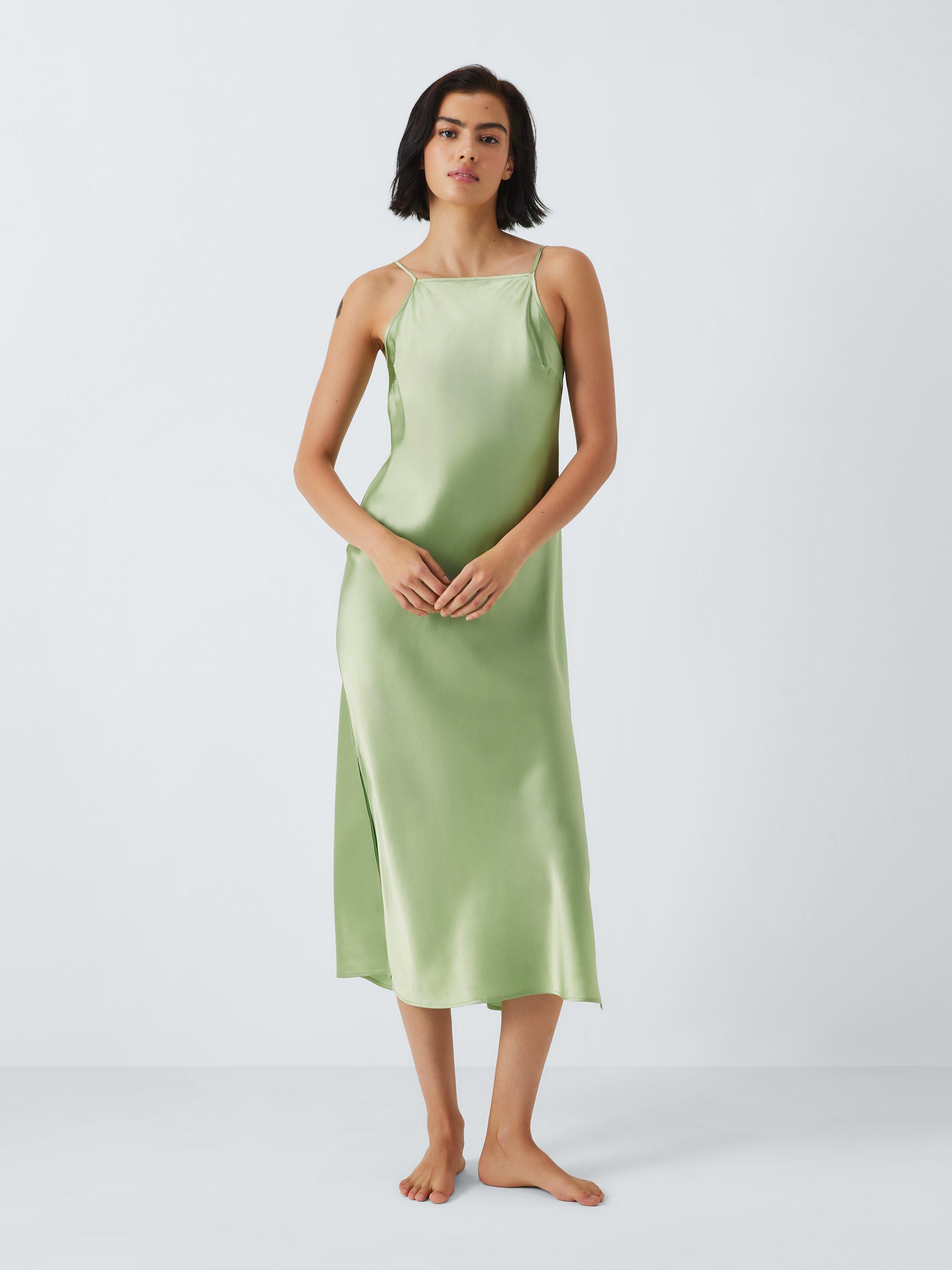 John Lewis Silk Midi Length Chemise, Basil