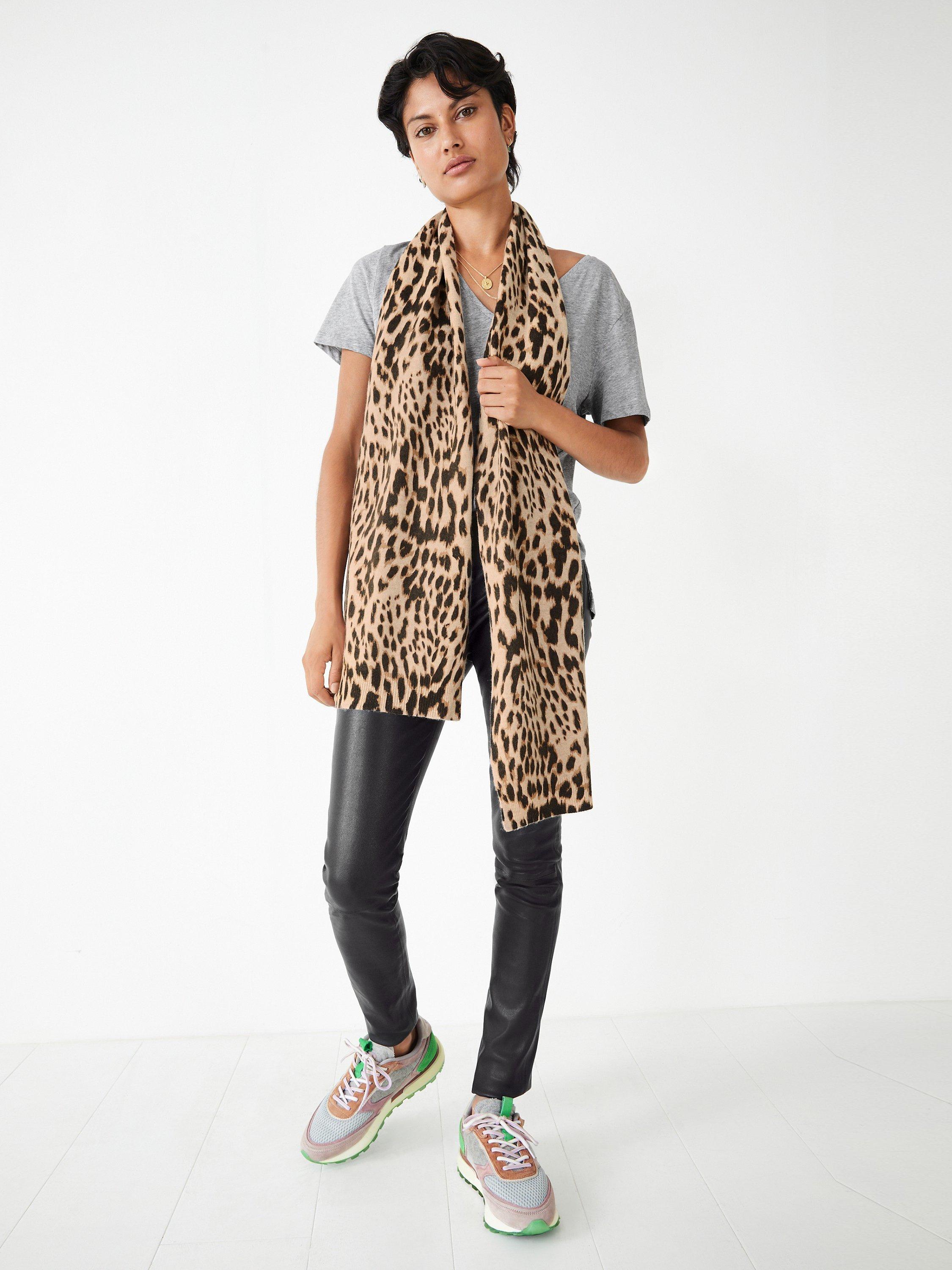 HUSH Leopard Print Cashmere Scarf Multi