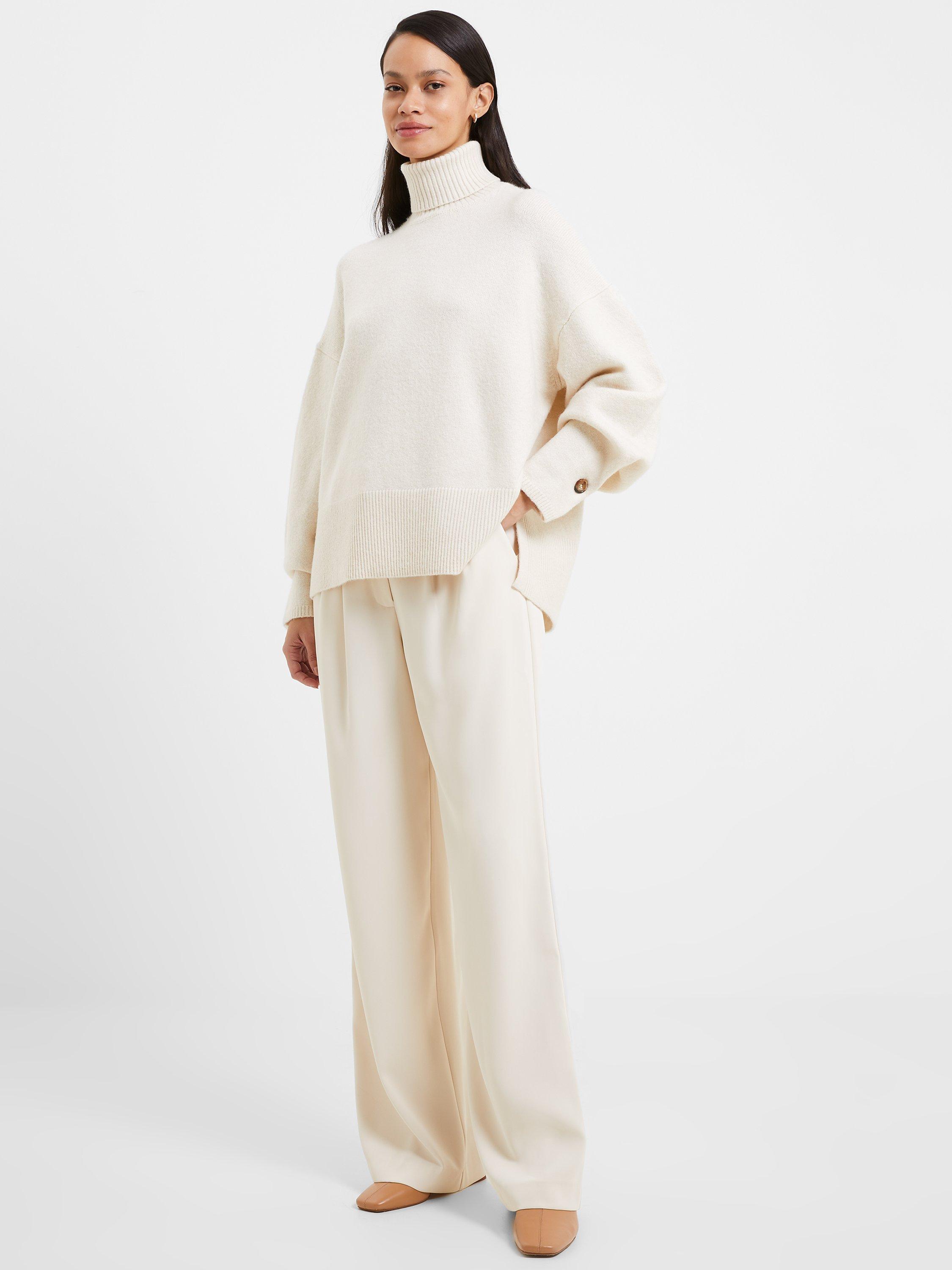 Product image 1 of 4, which shows French Connection Kezia Roll Neck Jumper, Classic Cream, XS