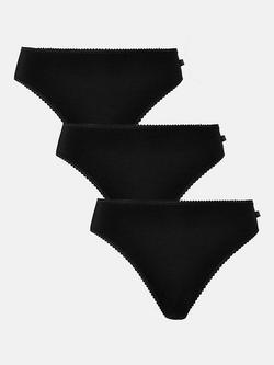 British Boxers Cotton High Leg Knickers, Pack of 3, Black