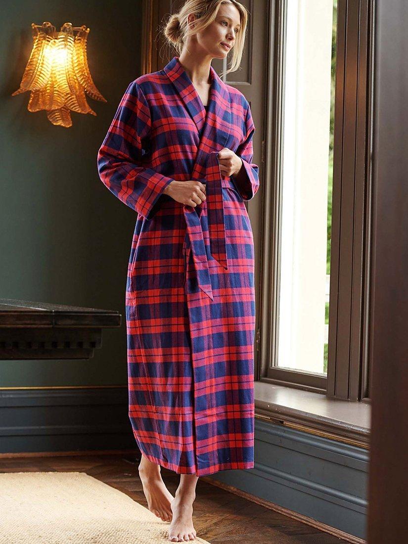 Product image 1 of 6, which shows British Boxers Tartan Brushed Cotton Dressing Gown, Dumbarton, XS