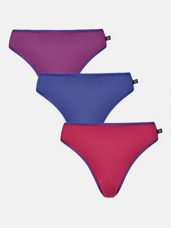 British Boxers Cotton High Leg Knickers, Pack of 3, Blackberry Pie