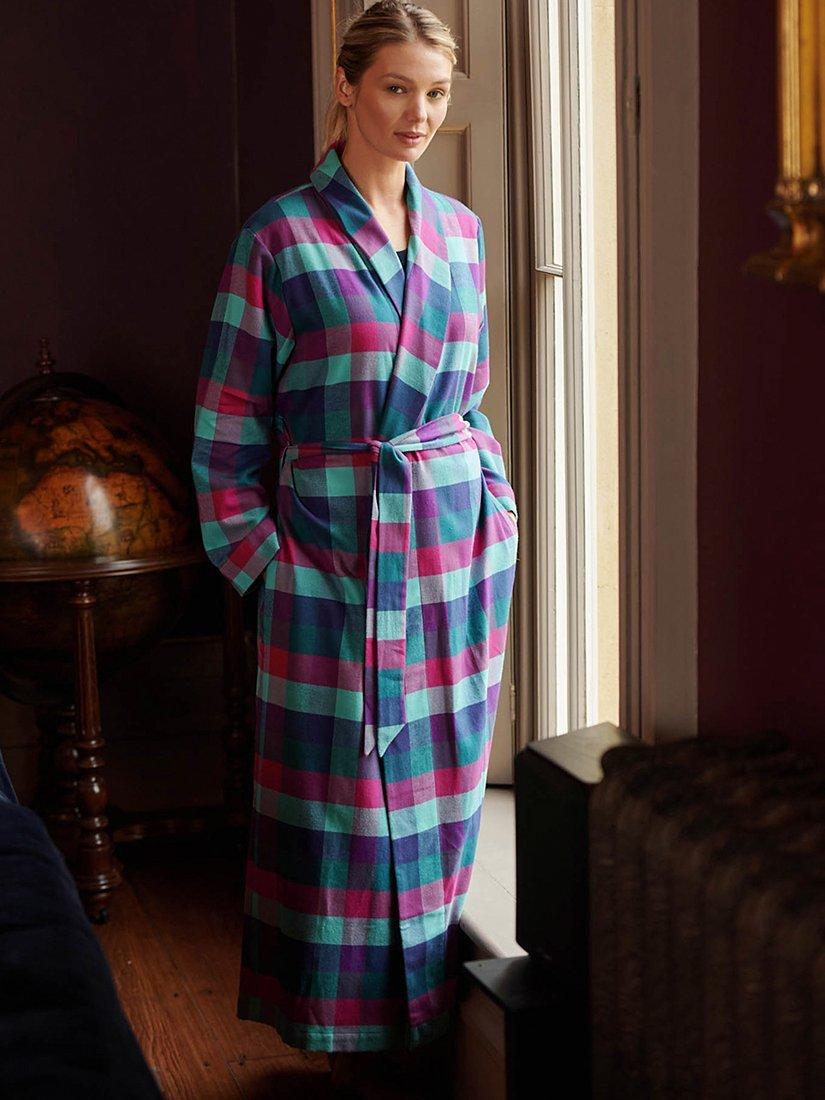 Product image 4 of 4, which shows British Boxers Check Brushed Cotton Dressing Gown, Montrose, XS