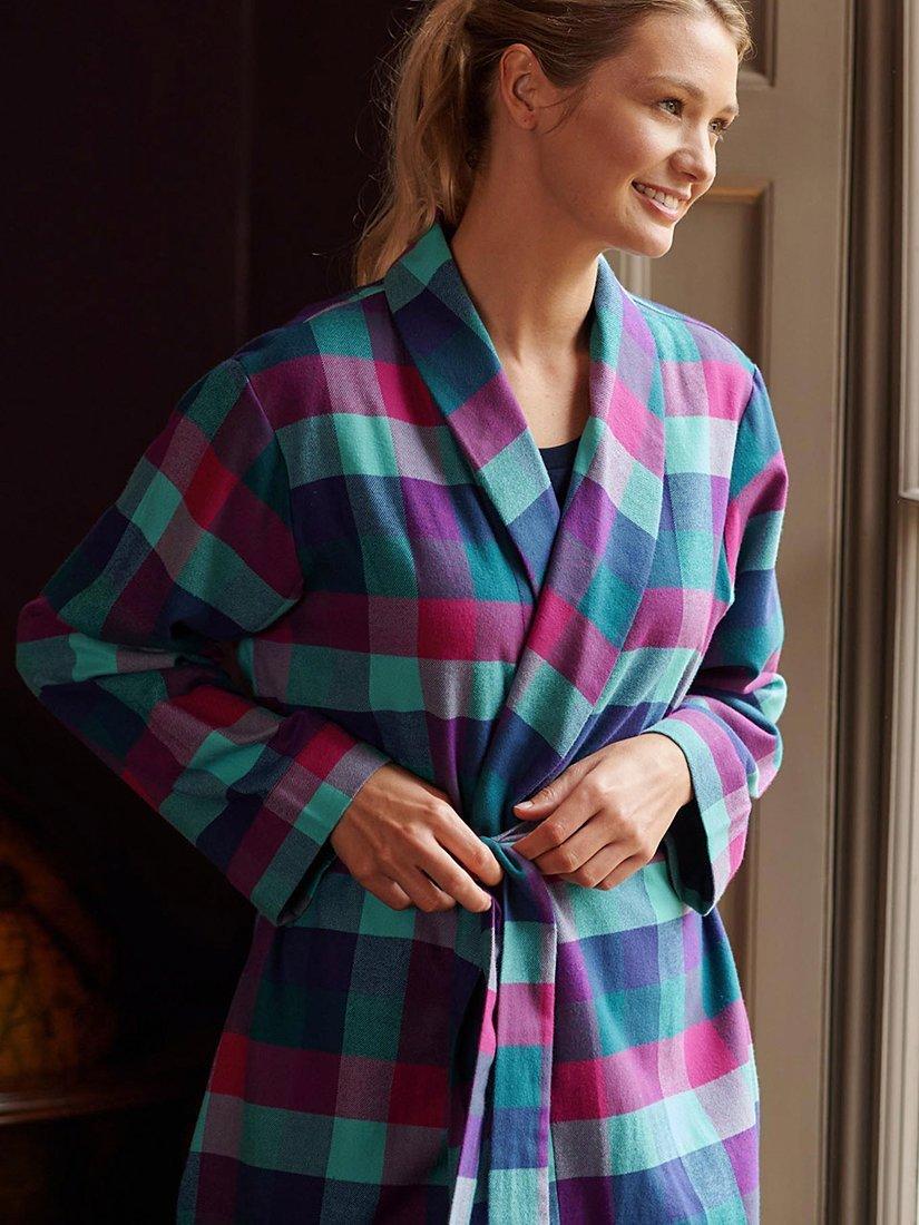 Product image 3 of 3, which shows British Boxers Check Brushed Cotton Dressing Gown, Montrose, XS