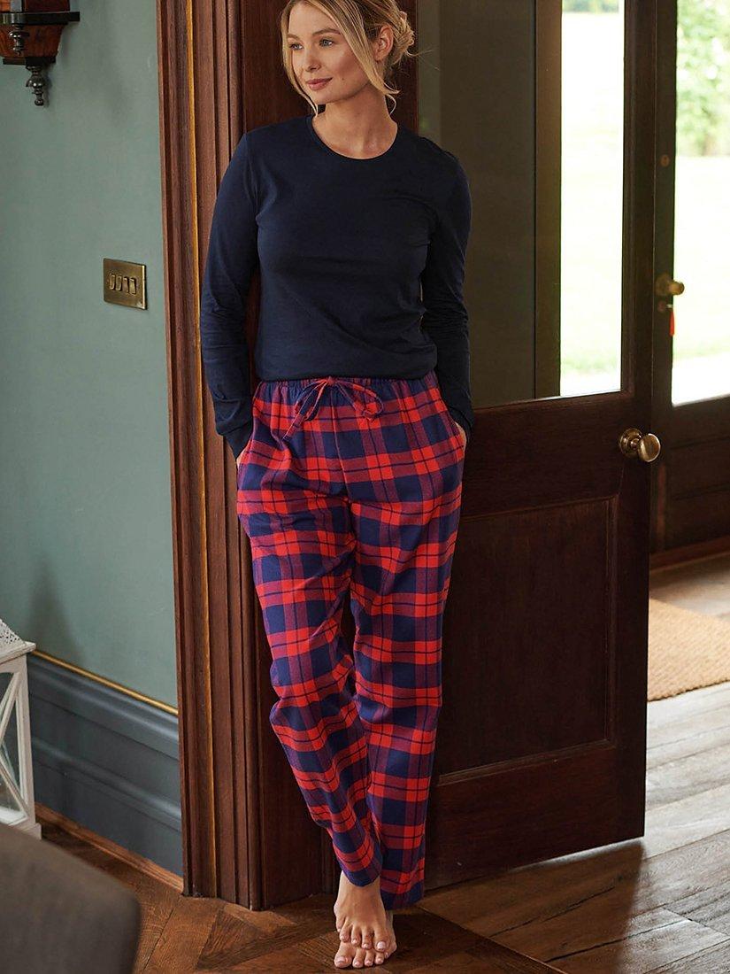 Product image 1 of 3, which shows British Boxers Tartan Brushed Cotton Pyjama Trousers, Dumbarton, XS