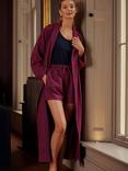 Herringbone Brushed Cotton Dressing Gown, Cahors Damson
