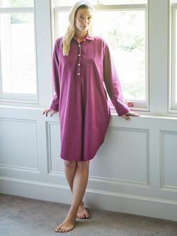 British Boxers Herringbone Brushed Cotton Nightshirt, Cahors Damson