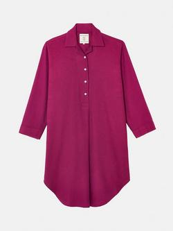 British Boxers Herringbone Brushed Cotton Nightshirt - view 2, Cahors Damson